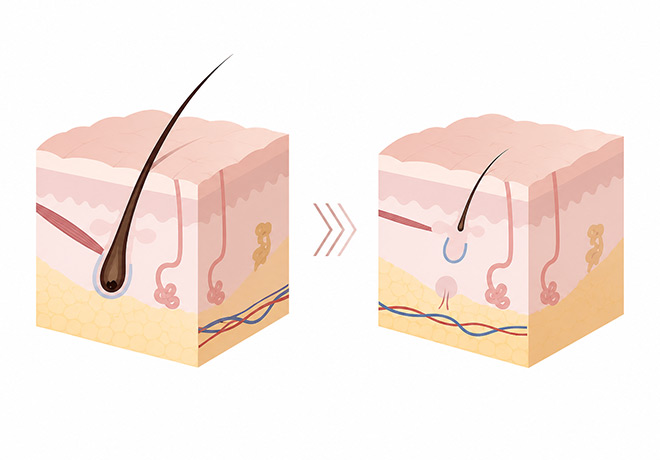 Normal hair vs miniaturized hair